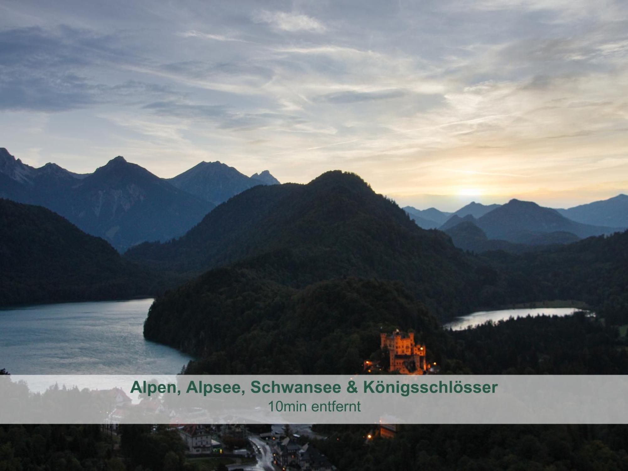 Chalet - Ferienwohnungen - Biohof Stoeger - Panoramasuedbalkon - Grandiose Aussicht Auf See, Berge Und Schloss Neuschwanstein Rieden Dış mekan fotoğraf