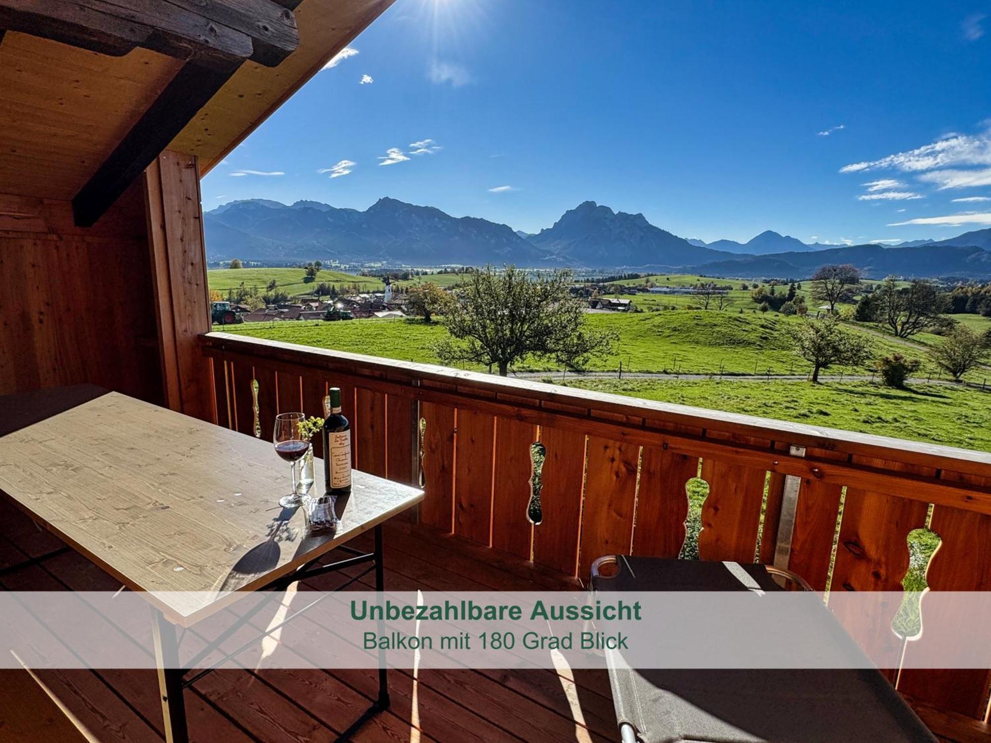 Chalet - Ferienwohnungen - Biohof Stoeger - Panoramasuedbalkon - Grandiose Aussicht Auf See, Berge Und Schloss Neuschwanstein Rieden Dış mekan fotoğraf